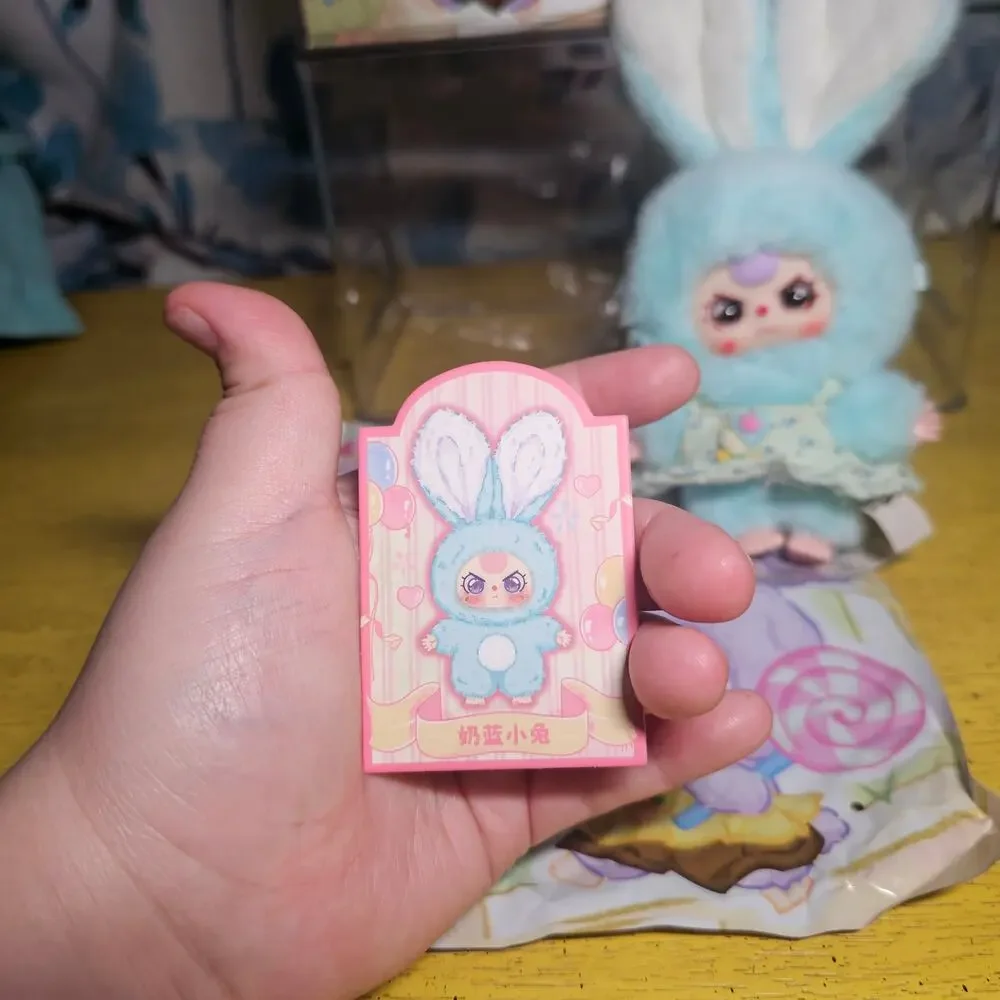 Baby Three Mini Bunny Baby Blue Plush Pendent Special Eyes Green Dress Ice Cream